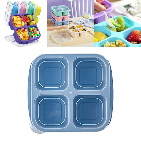 Kitchen Gadgets Kitchen organization and storage Compartment Snack Box Wheat Material Box Easy Open Lid Fruit Divider And Cute Portable Snack Box Set Perfect For Snacks And Meals