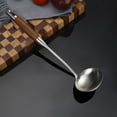 thumbnail image 1 of Kitchen Gadgets, Large Spatula Slotted Turner Soup Ladle 304 Stainless Steel Wok Spatula Set Slotted Spoon For Cooking Utensils Set Long Wooden Handle Ladles Kitchen, Kitchen Gifts, 1 of 3