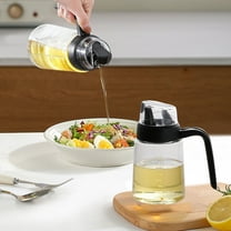 QTOCIO Olive Oil Dispenser Bottle Leakproof Glass Oil Container with Non-Slip Handle Automatic Cap And Stopper Oil Dispenser Bottle for Kitchen 300ML