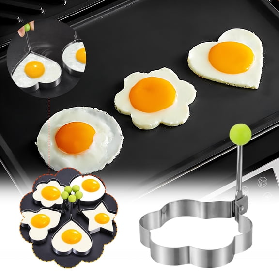Kitchen Gadgets Stainless Steel Egg Ring – Non-Stick Pancake Mold, Flower, A