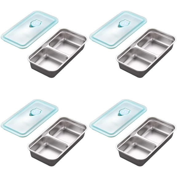 Kitchen Gadgets Storage tank S Tainless Preservation Box With Lid Snack Box Seasoning Dish With Lid Partitioned Kimchi Box Lunch Box