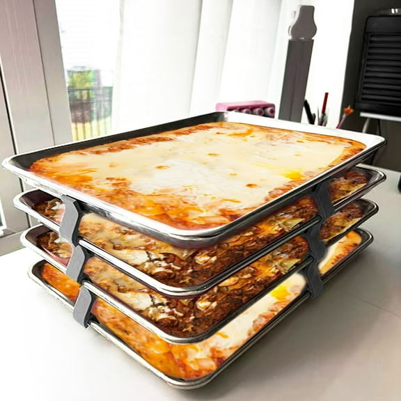Kitchen Gadgets Kezqiaxn 12pcs Baking Sheet Stackers Layered Tray Baking Tray Baking Tray Storage Black