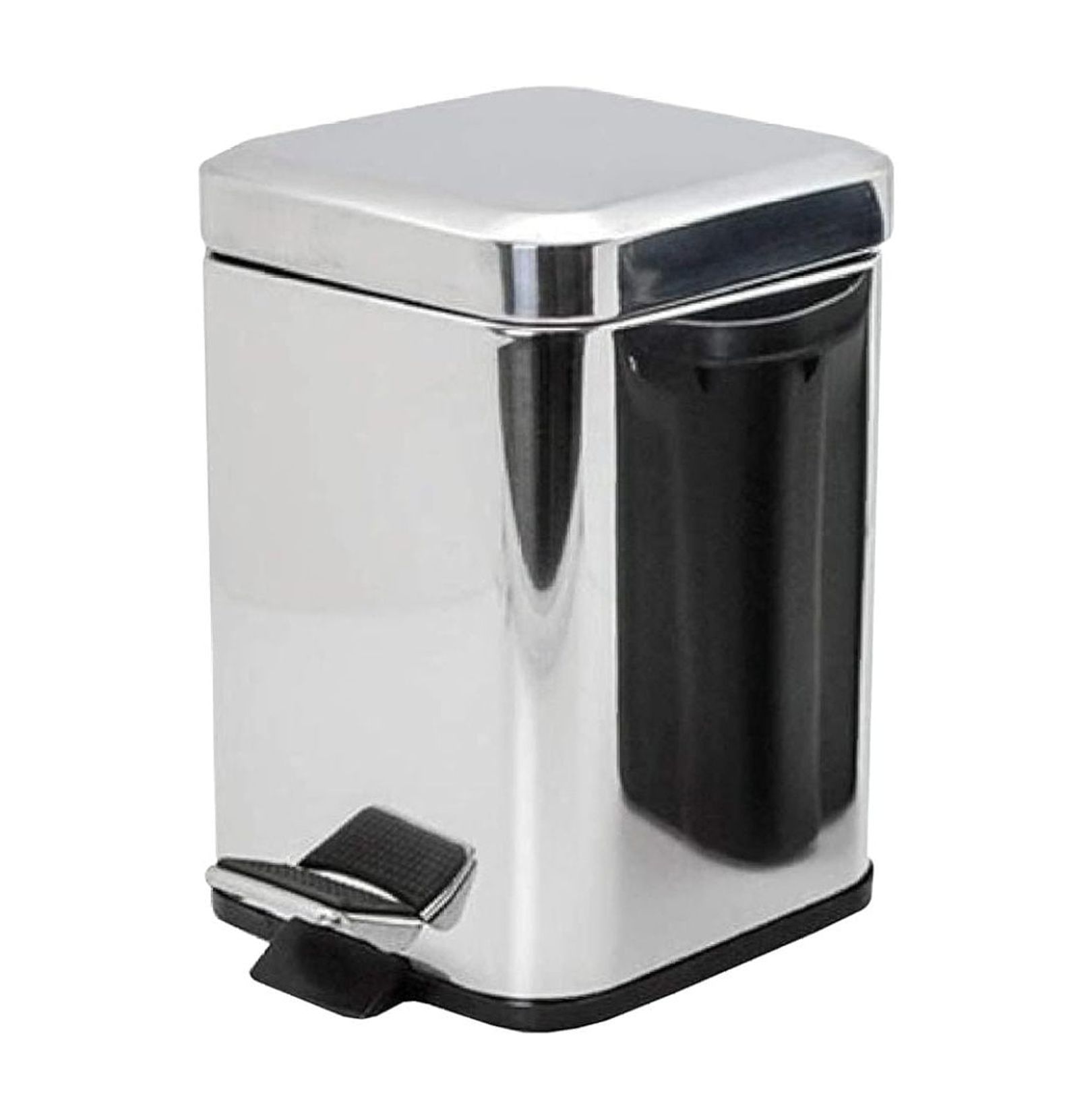 SYNCVIBE Slim Bathroom Trash Can With Lid – Stainless Steel, Step Pedal, Removable Bucket