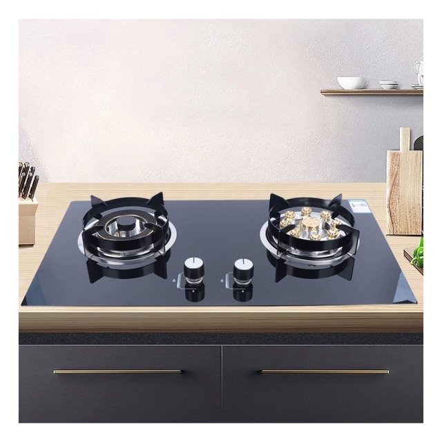 Kitchen Gas Cooktop Stove Top 2 Burners Tempered Glass BuiltIn LPG/NG