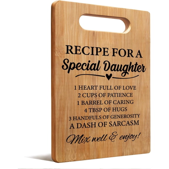 Kitchen Gift for Daughter, Daughter Christmas Birthday Gifts Cute Cutting Board Form Mom, Recipe for a Special Daughters Cutting Board Gifts for Adult Daughters