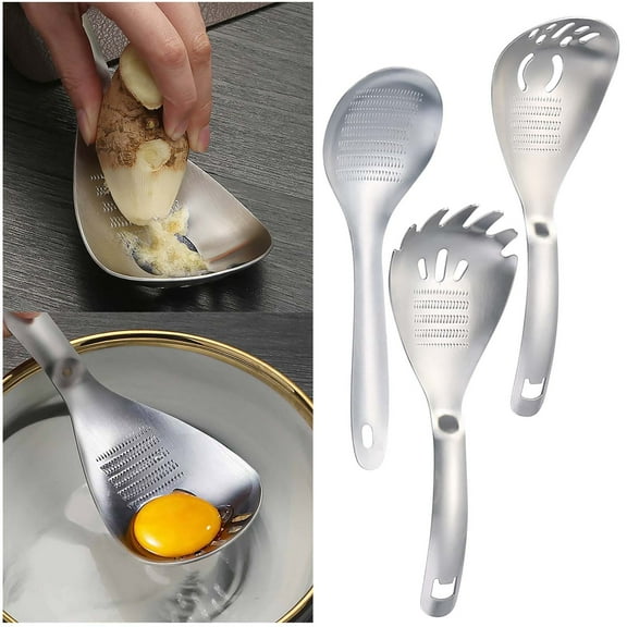 Kitchen Ginger Puree Grinder Grinding Spoon, Multi-Purpose Garlic Masher and Herb Crusher Featuring Durable Stainless Steel Construction and Ergonomic Non-Slip Handle, Ideal for Preparing Blahzhy