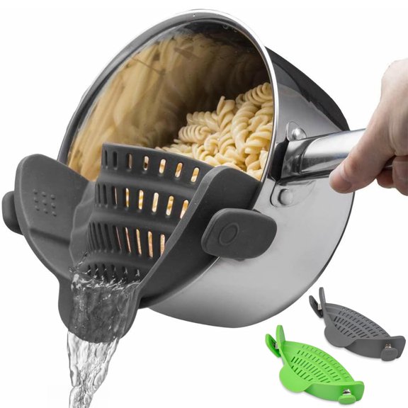 Kitchen Gizmo  - Silicone Pasta Strainer Clip-On for Pots and Pans - Heat Resistant Colander for Vegetables and Noodles - Kitchen Gadgets for Cooking - Space-Saving Design