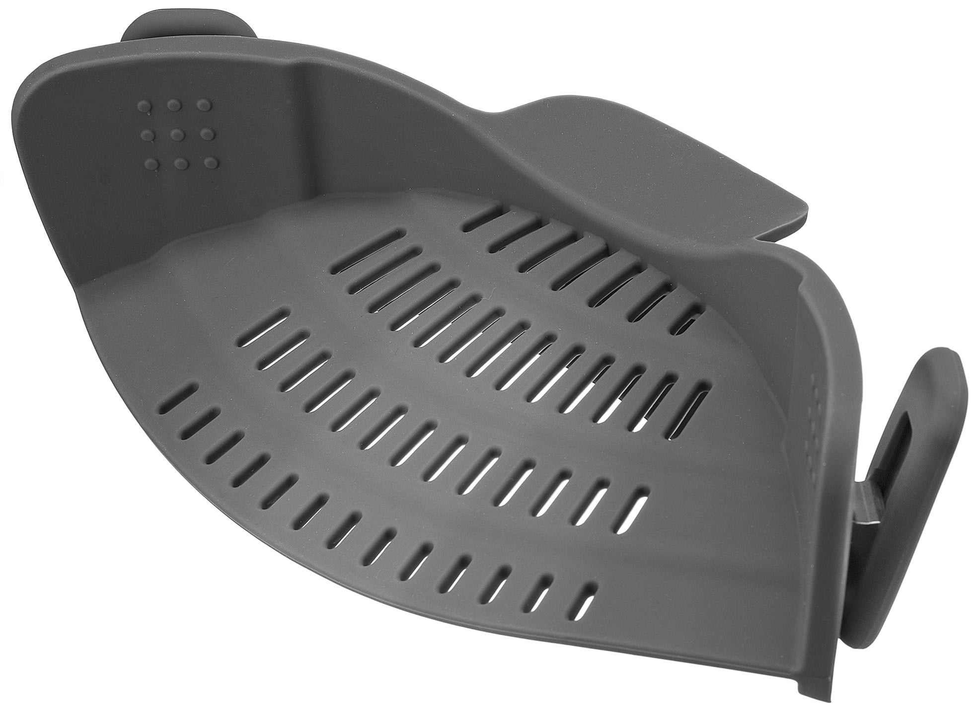 Gray Silicone Clip-On Colander for Pots and Pans