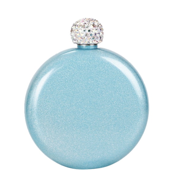 Kitchen Glass 140Ml Portable Stainless Steel Wine Alcohol Liquor Flask Creative Crystal Lid,Blue Kitchen Glass&Bottle
