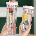 thumbnail image 1 of Kitchen Glass 800Ml Fruit Infuser Sports Water Bottle For Delicious Drink Motivational Clear Water Bottle Filter And Full Length Infusion Rod Leak Proof,Pink Kitchen Glass&Bottle, 1 of 8