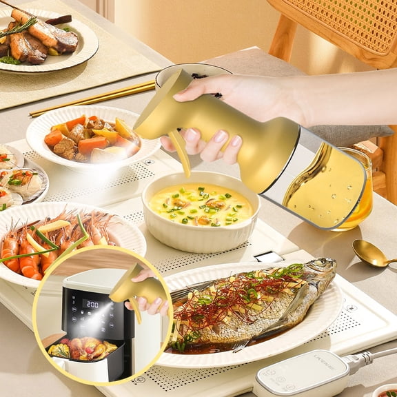 Kitchen Glass Oil Spray Bottle - Food-Grade, Non-Hanging, Oil Atomizer for Even Distribution, Ideal for Cooking, Baking, and Grilling, Durable, Easy to Clean, Eco-Friendly and Convenient