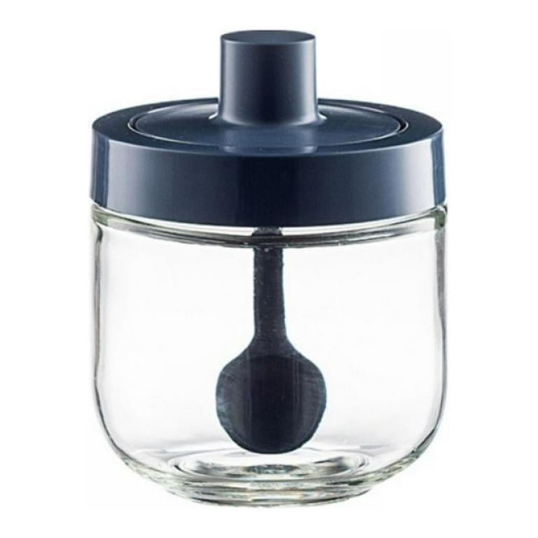 Black and Friday Deals Dealovy Glass Condiment Spice Jar 300ml Condiment  Jar Spice Container With Spoon Clear Glass Condiment Canister For Sugar  Pepper For Kitchen Counter 