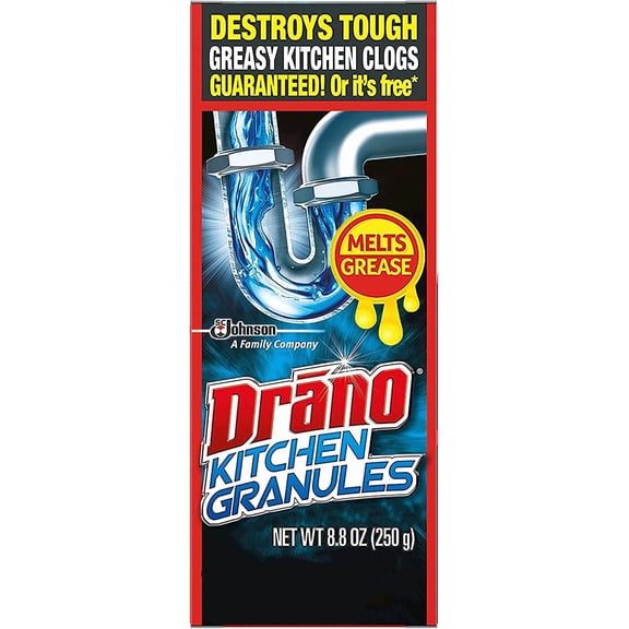 Kitchen Granules Drain Clog Remover and Cleaner, Unclogs blockage from Grease or Cooking Oil, 8.8 oz