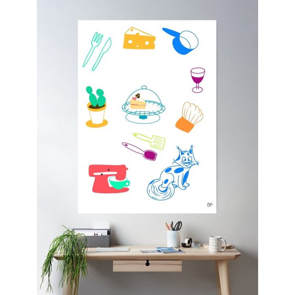 Kitchen Graphics Poster Wall Art, Modern Wall Decor For Living Room Bedroom, 8x12 UNFRAMED