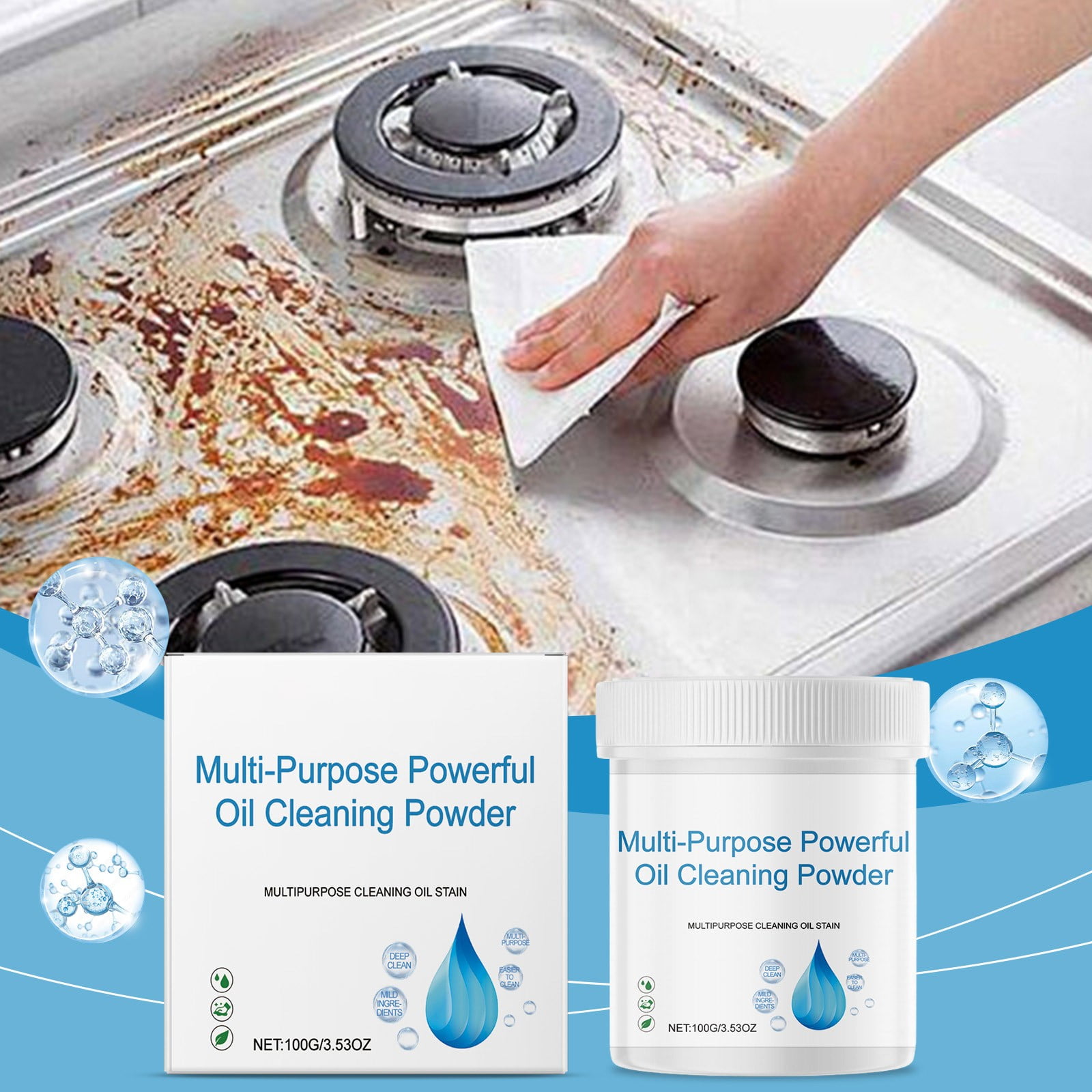 Kitchen Grease Remover Powder – Powerful Oil Stain Cleaner for Kitchen ...