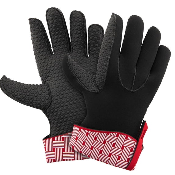 Kitchen Grips 2 Piece 5 Finger Chef's Glove Set, Cherry, Large