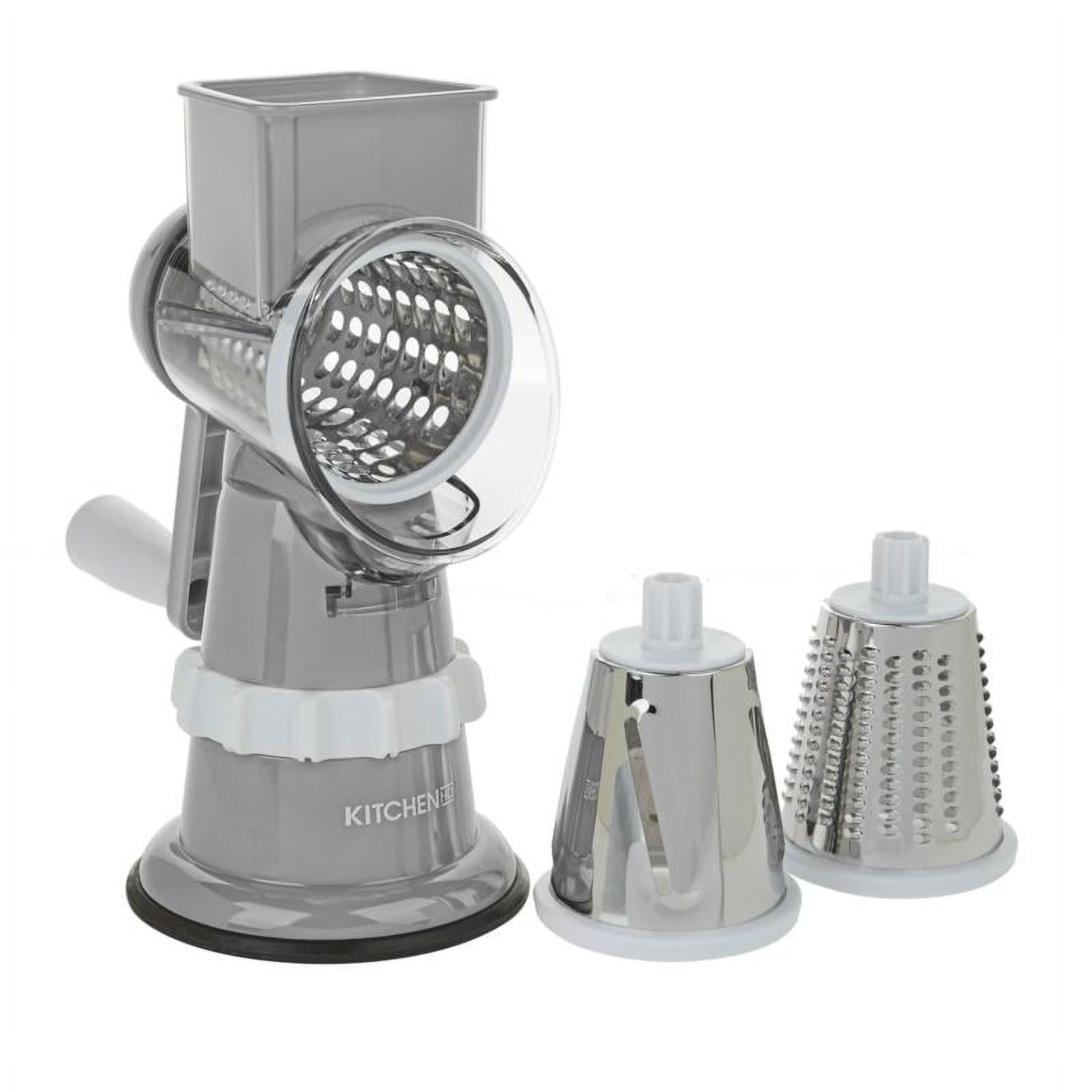 H2H House 2 Home Rotary Countertop Suction Slicer & Grater 3 Barrels Grey  New