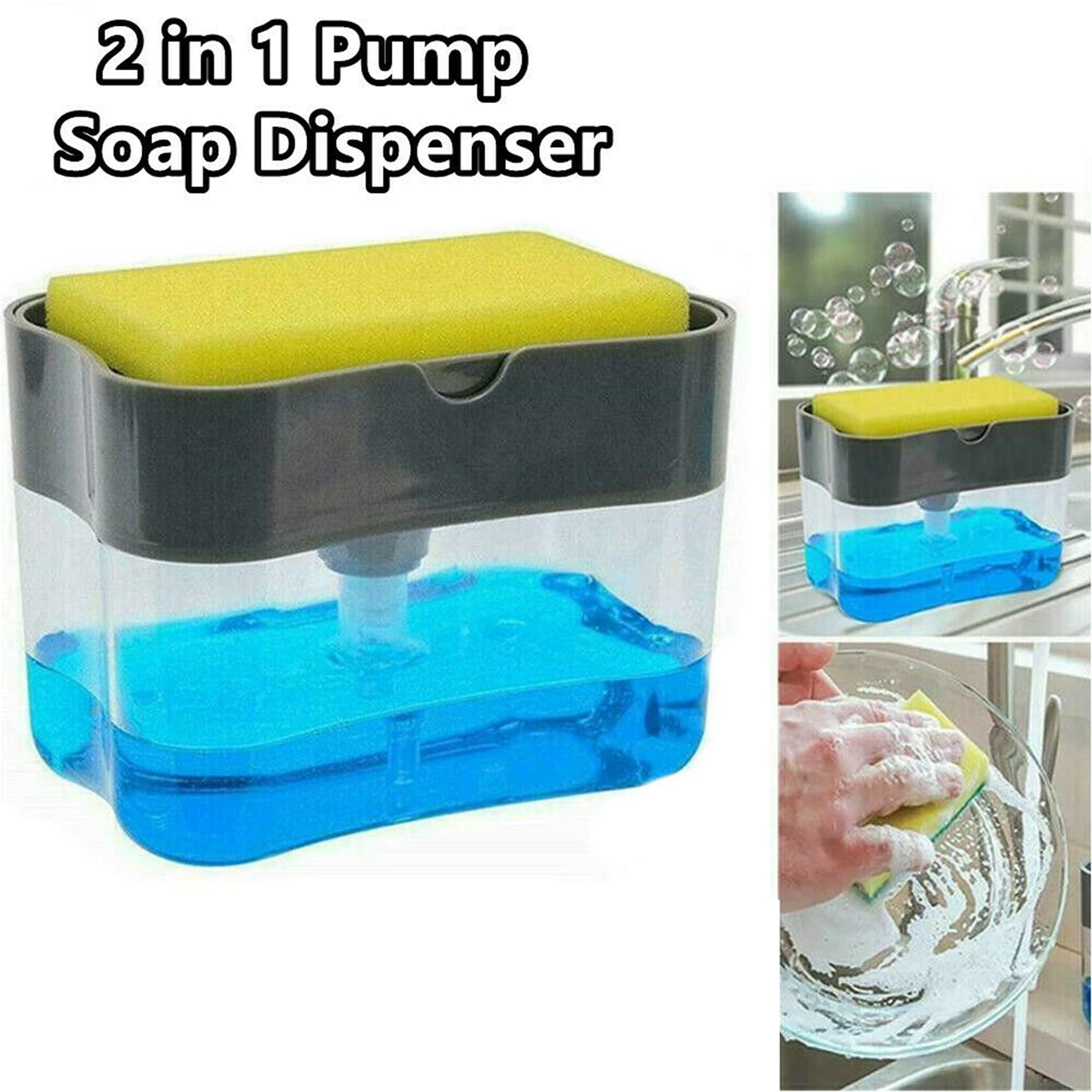  Dish Soap Dispenser, Sponge Caddy and Soap Dish for Kitchen  3in1 Kitchen Caddy, Clear Plastic : Home & Kitchen