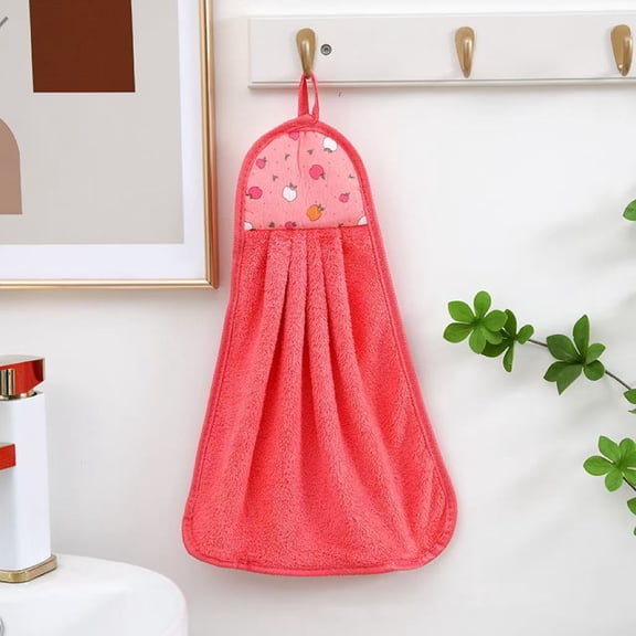 Kitchen Hand Towel Hanging with Loop, Super Absorbent Coral Fleece Thick Dish Drying Towel for Bathroom, Soft Quick Dry Cleaning Cloth for Kitchen Sink Counter