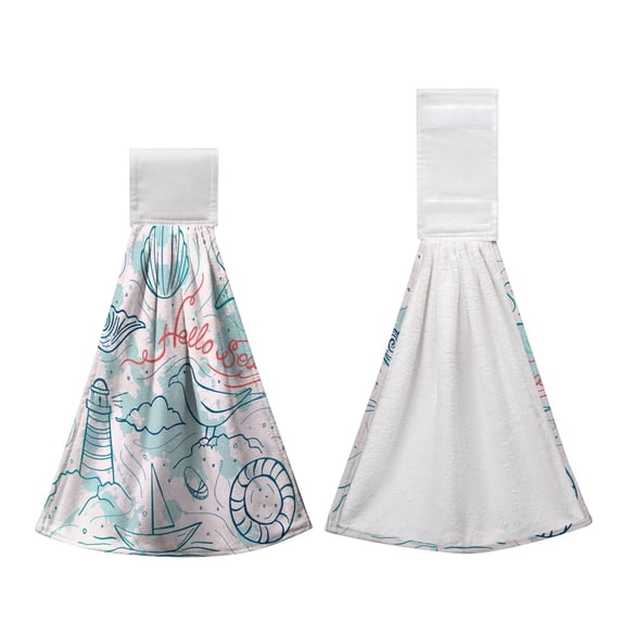 Kitchen Hand Towel with Loop - Trendy Printed Ultra Soft Absorbent Tie Towel Tea Bar Towels for Bathroom Kitchen Laundry Room 12 x 19 Inches