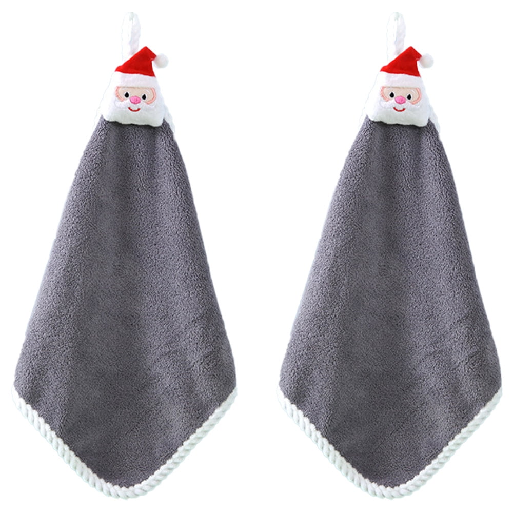 Lealeg Christmas Reindeer Hand Towel with Hanging Loop Winter Bells Bow Tie  Towels Set of 2 Xmas Pine Tree Kitchen Towel with Velcro Soft Absorbent