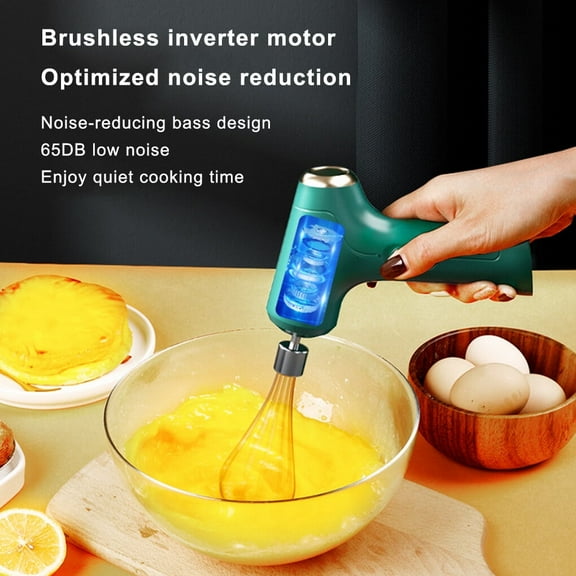 Kitchen Handheld Mixer with 3 Speed Modes, USB Rechargable Handheld Egg Beater with 2 Detachable Stir Whisks for Whipping, Mixing Cookies, Brownie, Cakes, Dough Batters, White