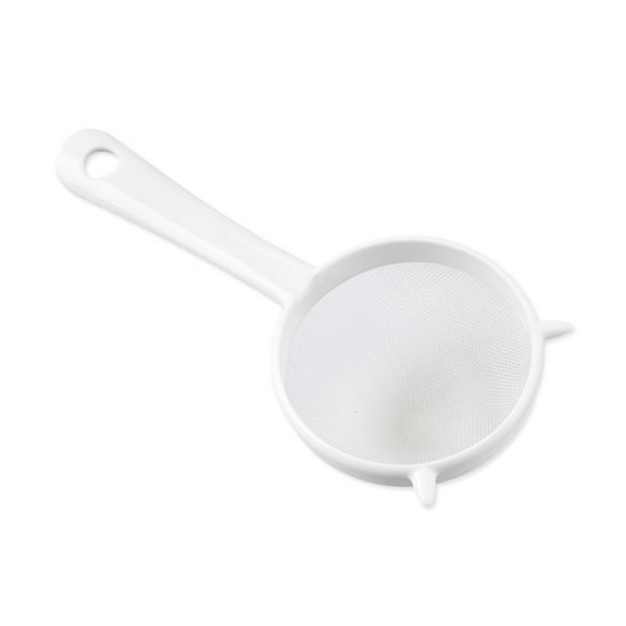 Kitchen Handheld Plastic Screen Mesh Tea Leaf Strainer Flour Sieve Colander-White,Small