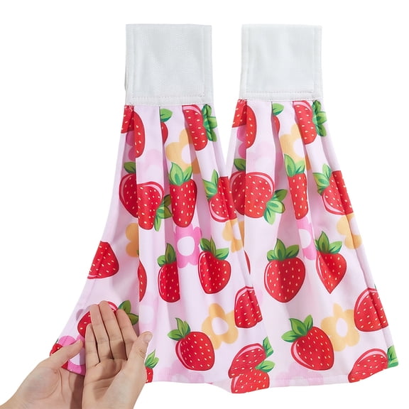 Kitchen Hanging Towels Set of 2 Absorbent Hand Tie Towels Tea Bar Dishcloths DIY with Loop Soft Thick Cleaning Hand Cloths