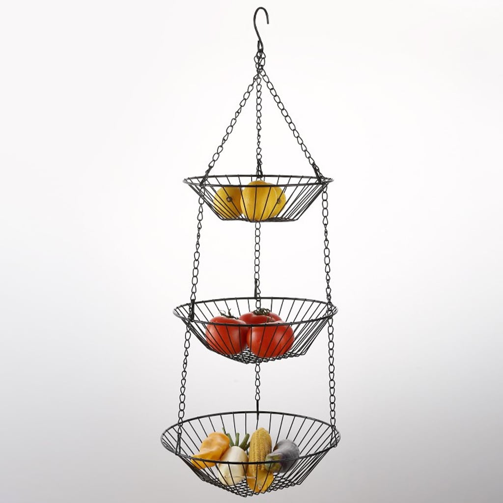 Fnyko Kitchen Hanging Vegetable Rack Iron 3 Tier Kitchen Storage