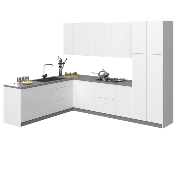 Kitchen Harmony Collection White Gloss Color Base Size 8x10Ft Wide