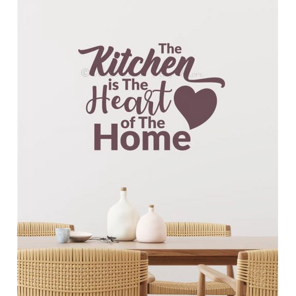 Kitchen Heart Of Home Wall Decals Stickers Quote Lettering Word Art 23x17-Inch Eggplant