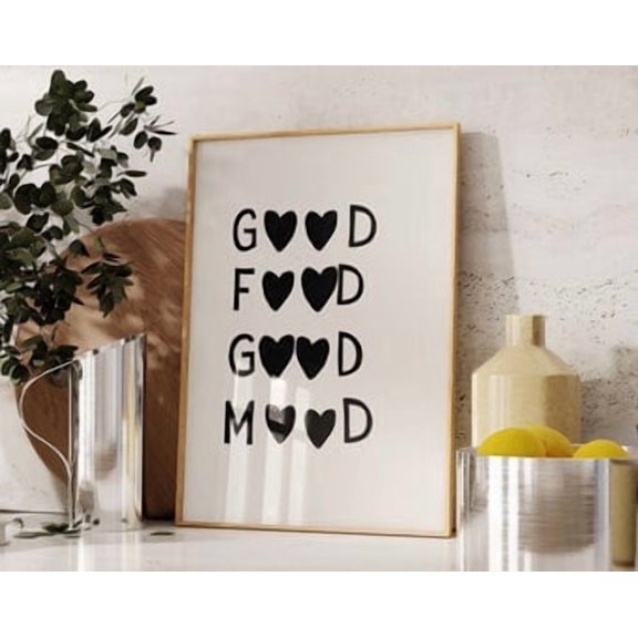 Kitchen Heart Poster Minimalist Chef Quote , Poster Print Only
