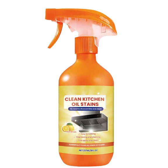 Kitchen Heavy Duty Degreaser Spray, Oil Stain Remover for Range Hoods and Stoves, Fast-Acting Kitchen Cleaner, No-Disassembly Formula, 8 fl. oz (237ml)