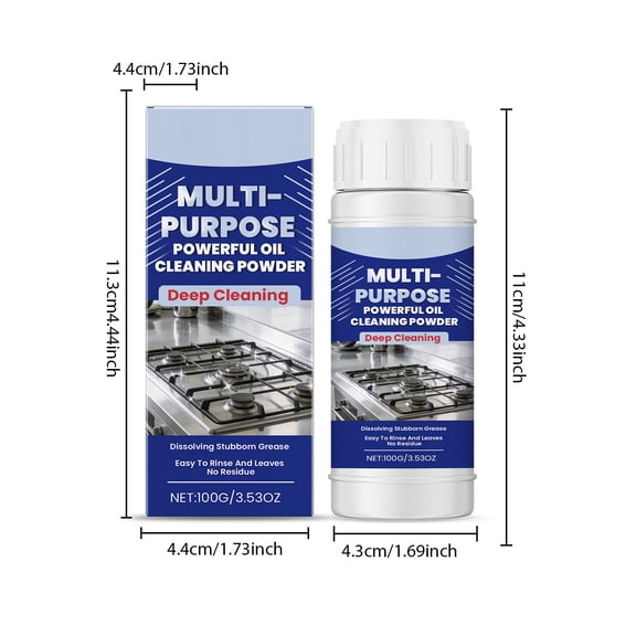 Kitchen Heavy-Duty Grease Cleaner Powder Stubborn Stain Burn Mark Remover Stainless Steel Kitchenware Cleaning Supplies