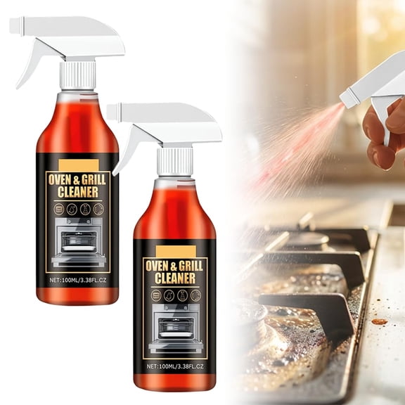 Kitchen Heavy Oil Cleaner Spray,Clean Spray Cleaner for Ovens,Countertops,Stovetop,100ML All Purpose Kitchens Heavy Oil Cleaning Agent(2  PCS)