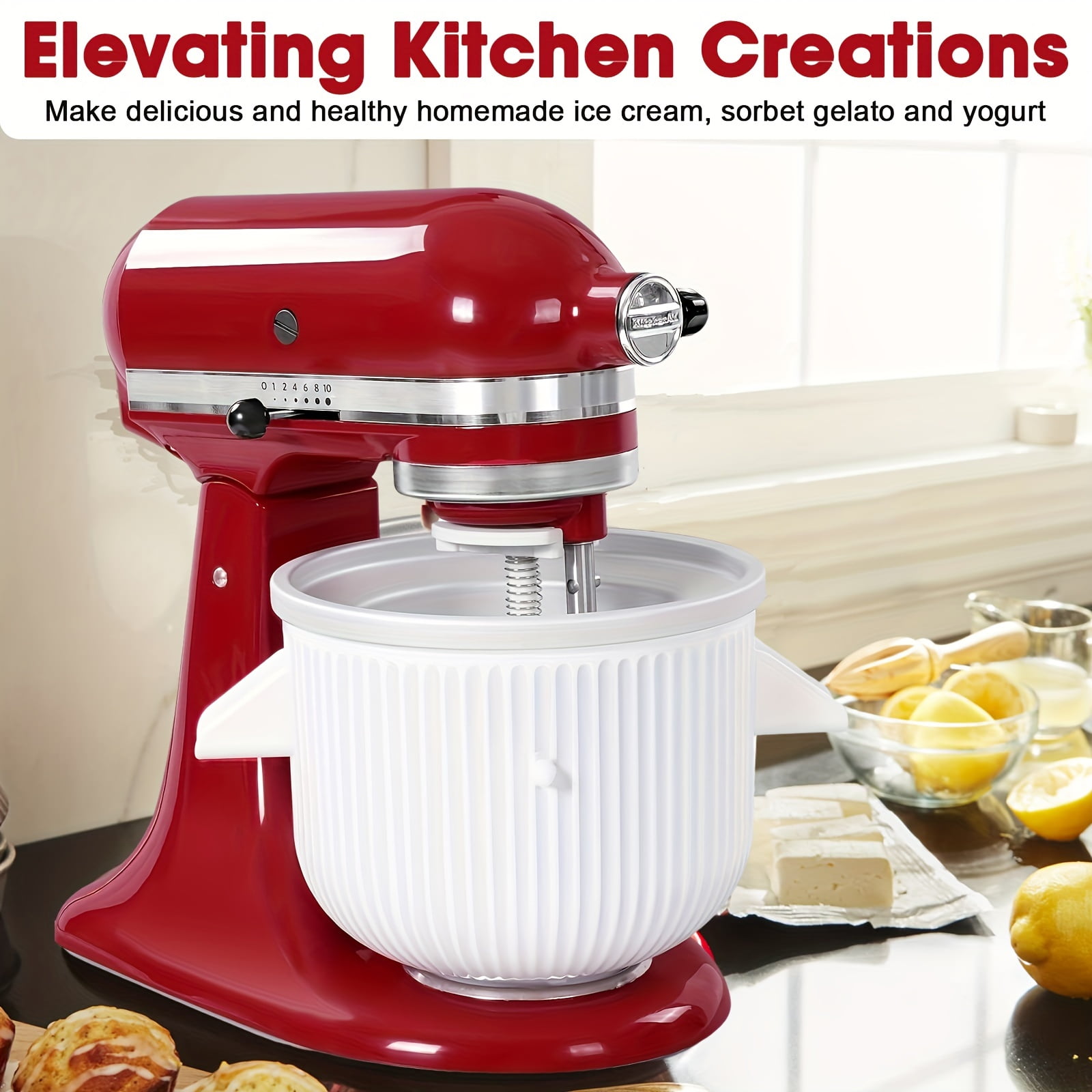 Kitchen Helper Mixer, Ice Cream Attachments Compatible With Kitchenaid