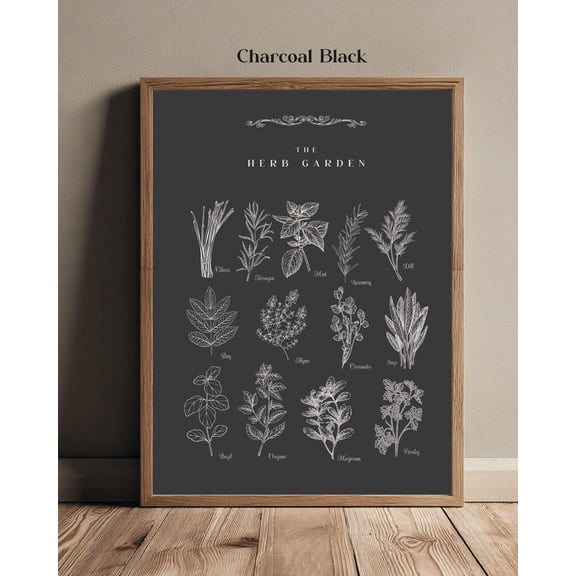 Kitchen Herb Garden Poster, Botanical Culinary Wall Art, Unframed Paper Poster 11x14in