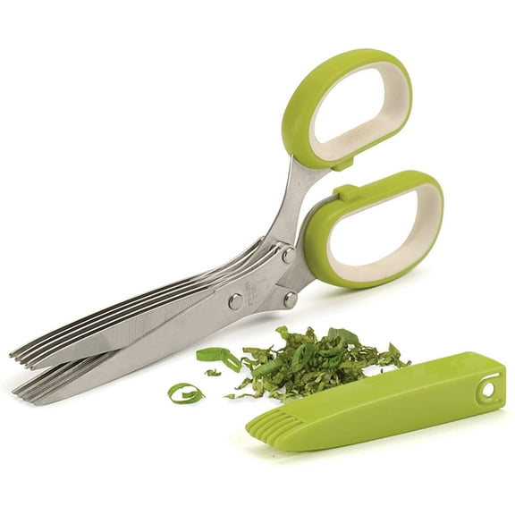 Kitchen Herb Scissors Stainless Steel,Multipurpose Herb Cutting Chopping and Shredding with 5 Blades and Cover with Cleaning Comb