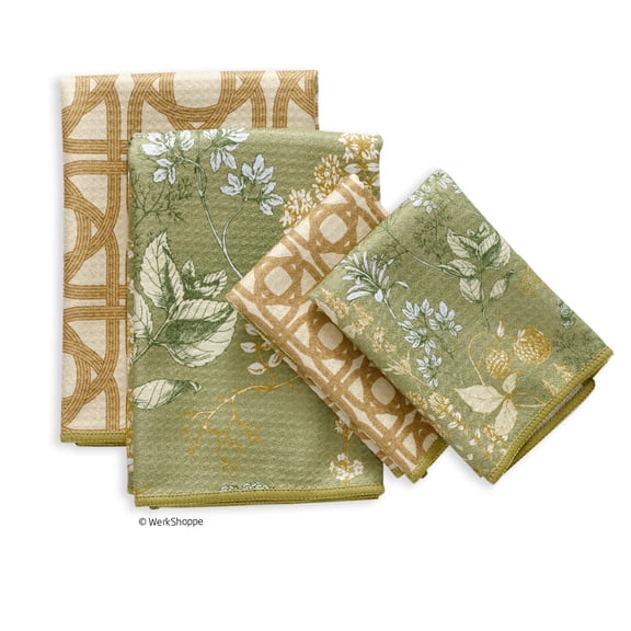 Kitchen Herbs All Purpose Microfiber Towel, Set of 4