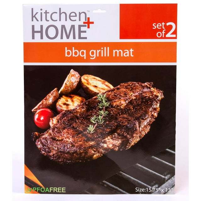 Kitchen + Home 15.75x13-Inch Non-stick, Extra Thick, Reusable BBQ Grill Mats ...