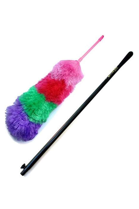 Kitchen + Home Large 27" Inch Electrostatic Feather Static Duster with 35" Inch Bonus Extension Pole (SC-101BW)