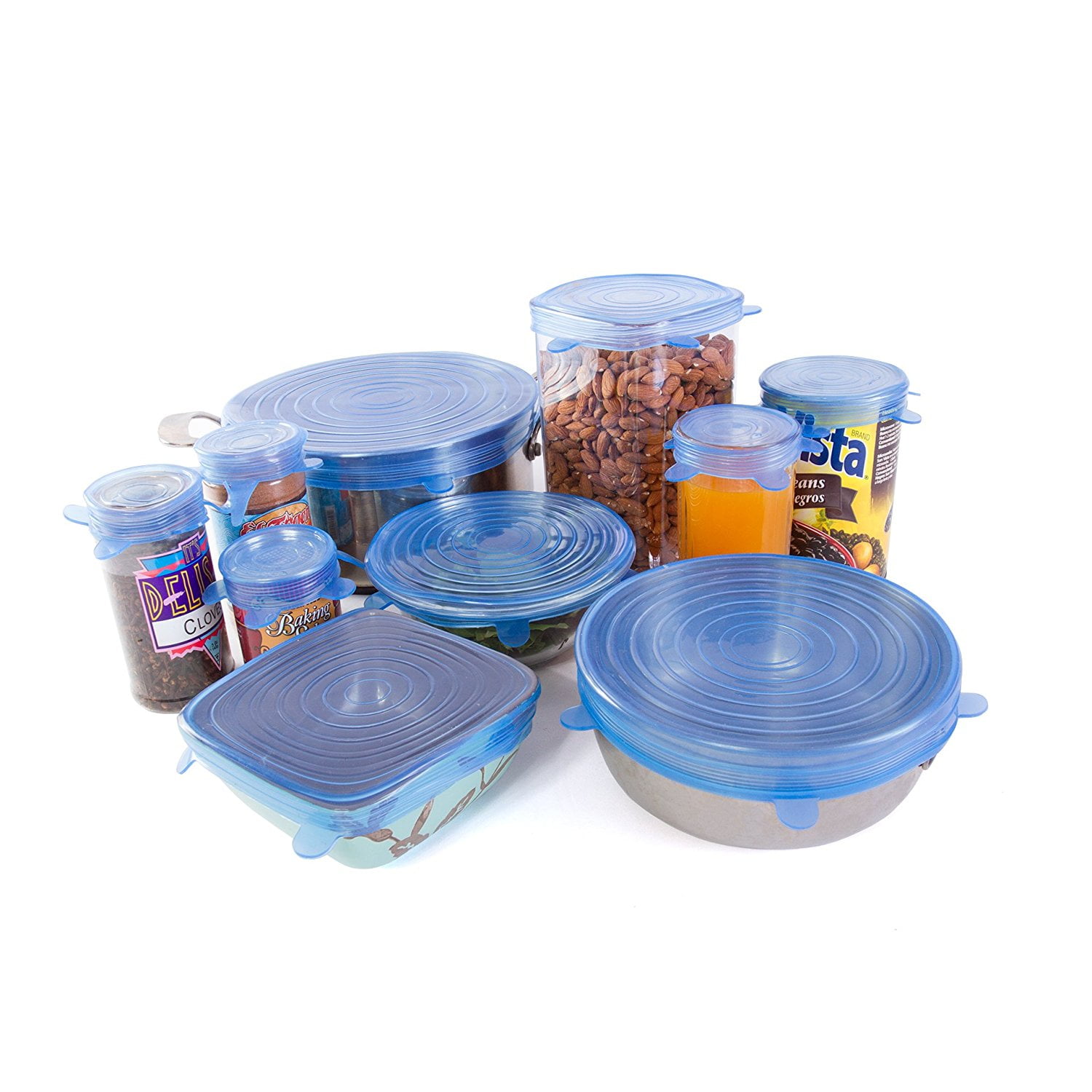Blue Silicone Stretch Lids Set for Bowls and Containers
