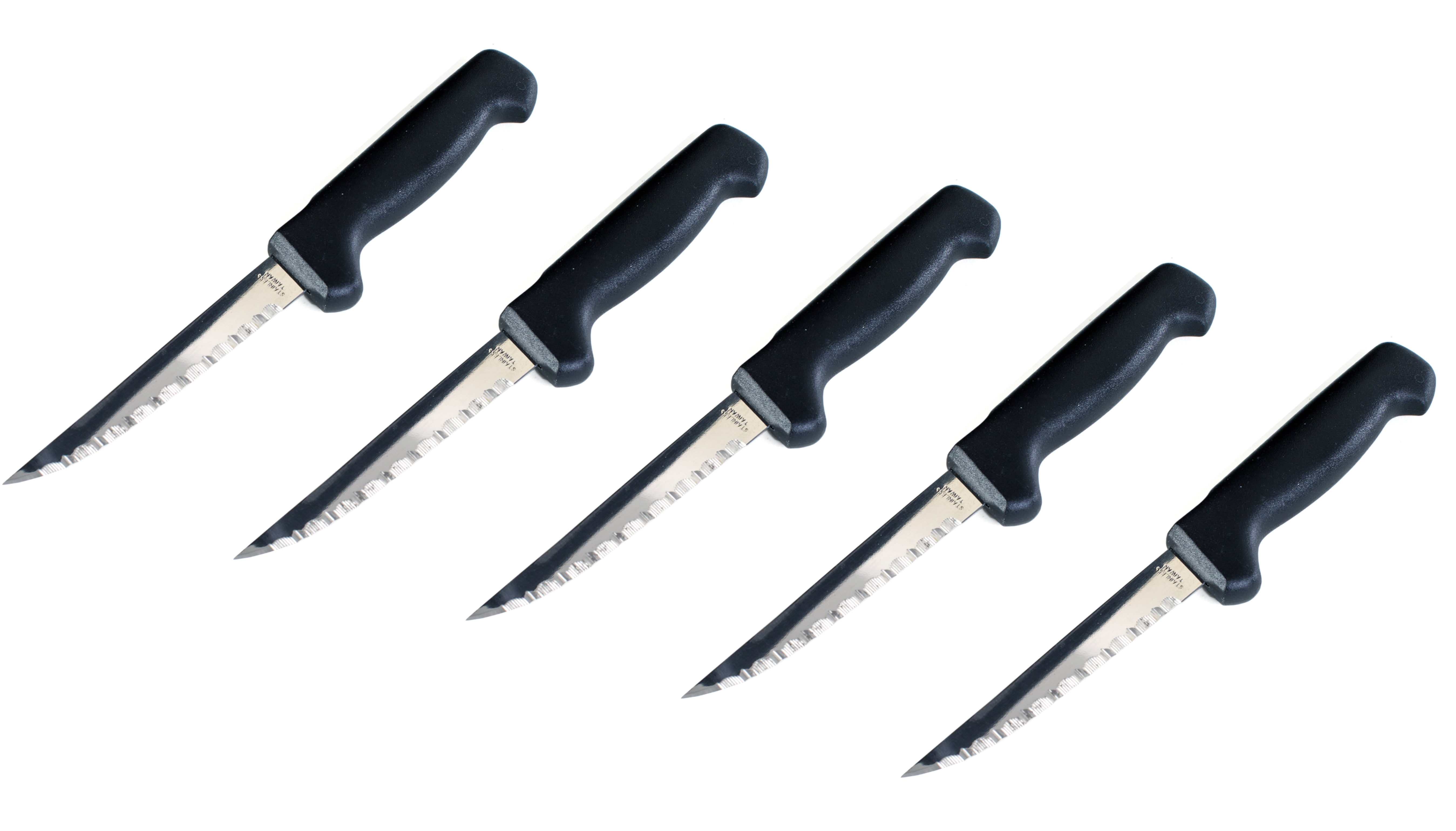 HAUSHOF Steak Knives Set of 6, Serrated Steak Knives, Premium Stainless Steel Steak Knife Set with Gift Box, Black Handle