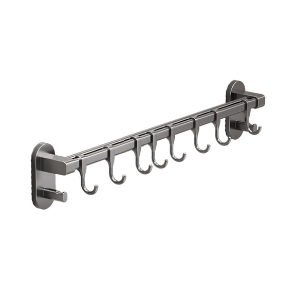 Kitchen Hook Rack with No Hole Hanging Rod for Towels, Space Saving Wall Mounted Storage Rack for Pots and Spoons Organization, Multifunctional Utensil Holder with 0.1 fl oz Adhesive