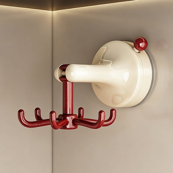 Kitchen Hooks, Yrmaups Suction Cup Rotating Hooks Six Claw No Drill Wall Mounted Organizer, Under Cabinet Spoon Shovel Storage, Strong Adhesive Multi Purpose Hanging Rack