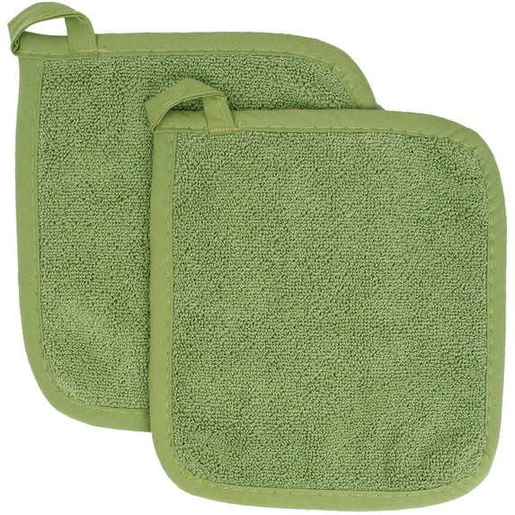Kitchen Hot Pads - 100% Cotton Canvas Insulated Pot Holders, Heat Resistant for Oven Use - 2-Pack
