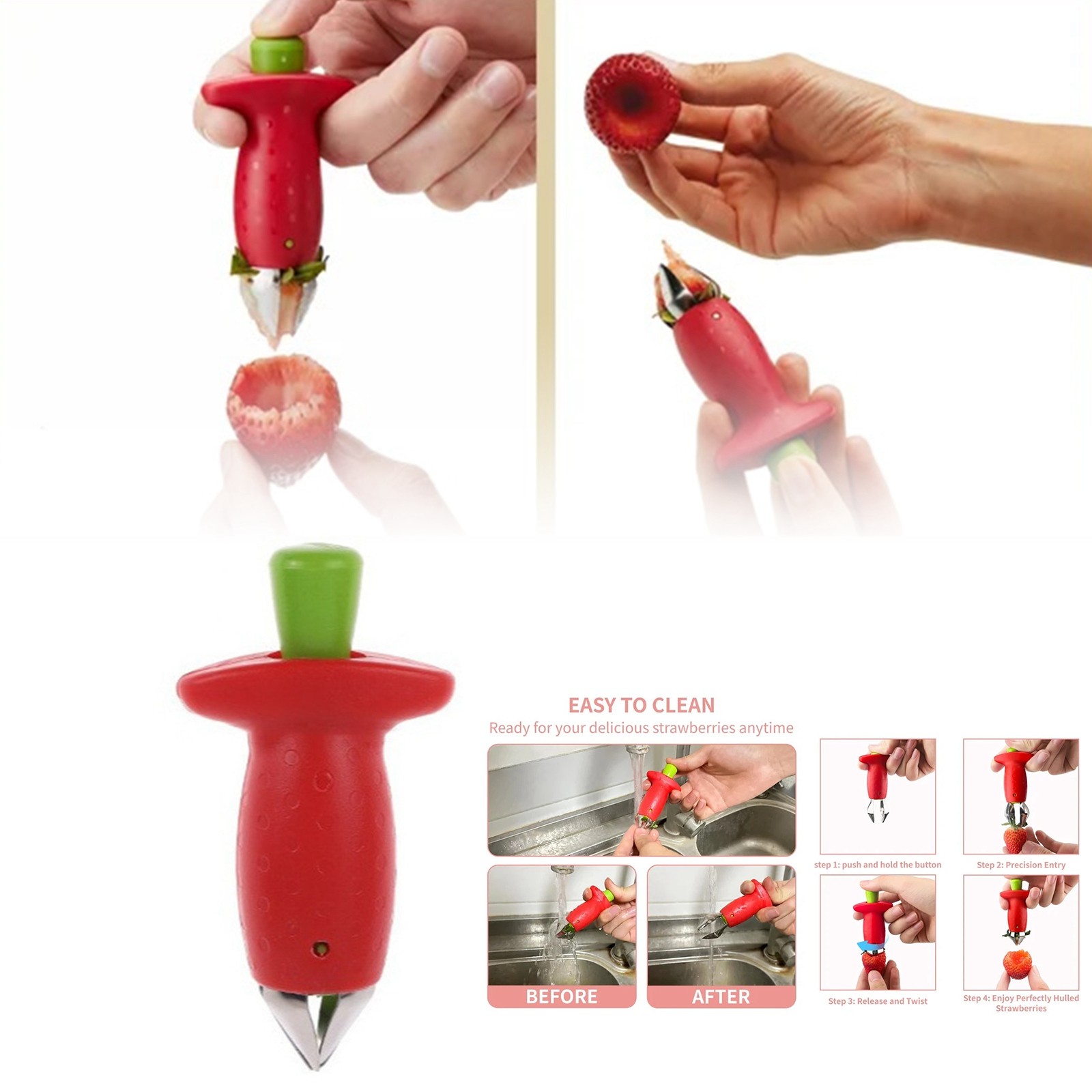 Kitchen Household Stainless Steel Strawberry Stem Remover tomato Stem