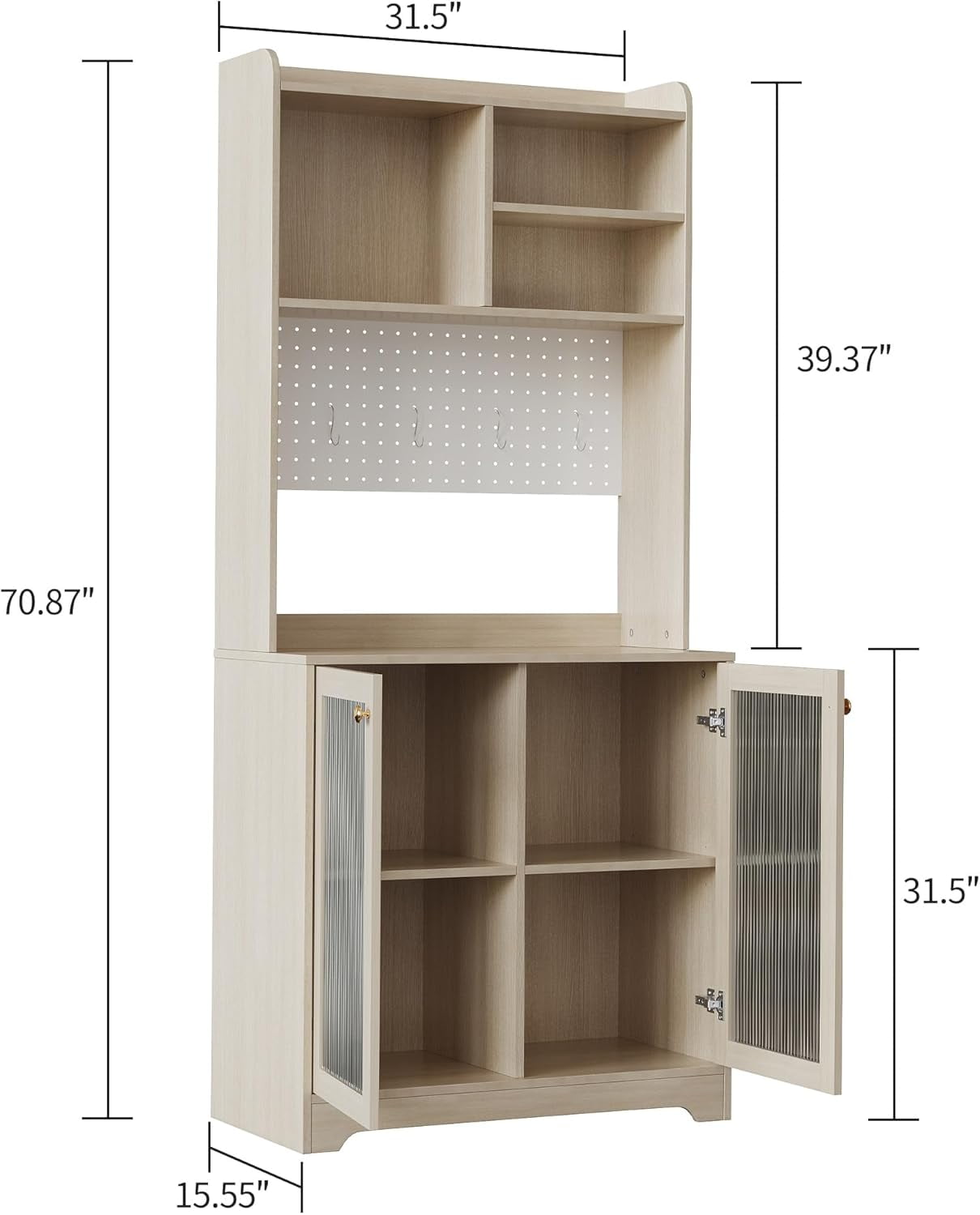 HOOBRO Corner Display Cabinet with Glass Doors,67.9
