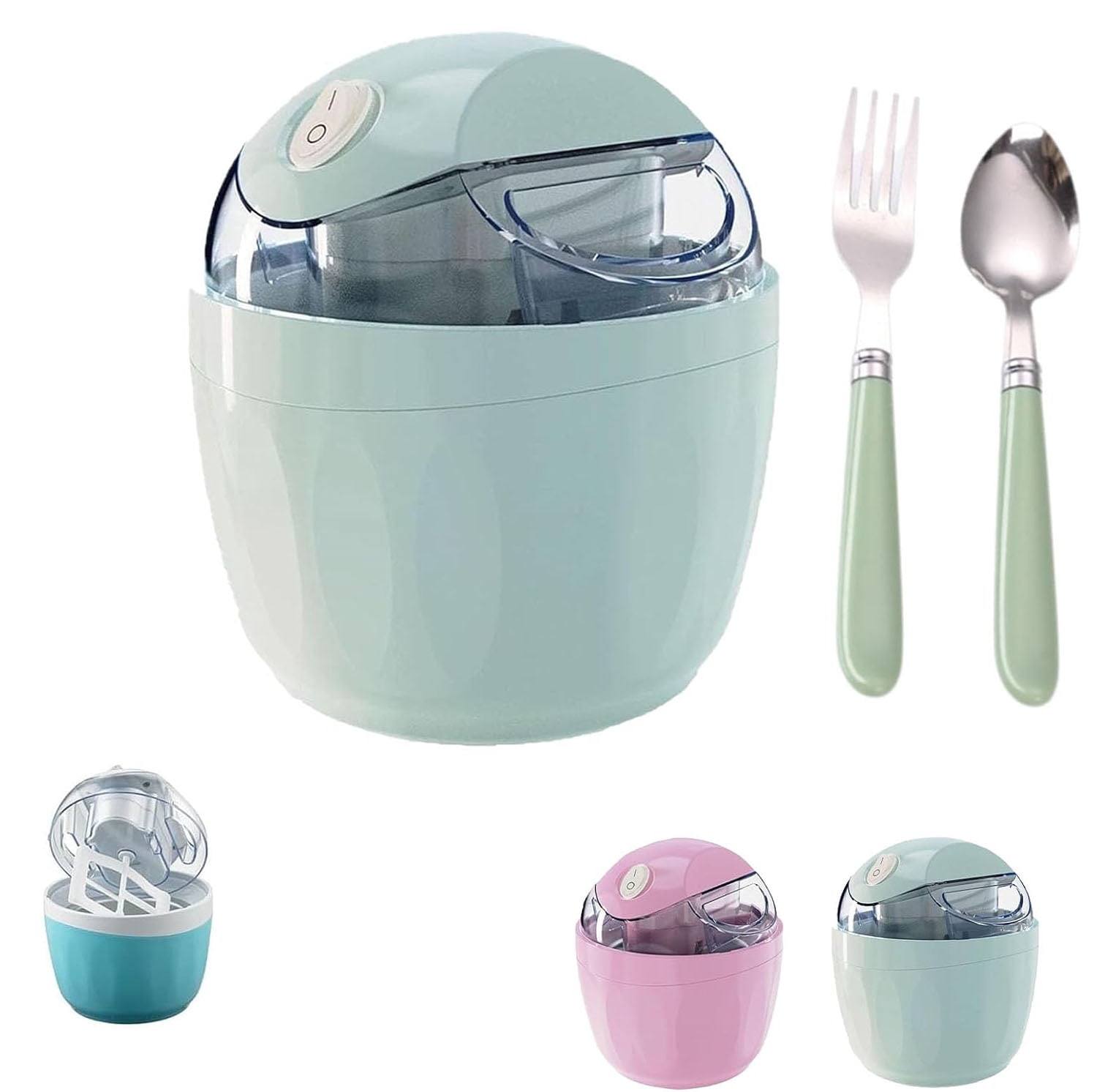 Kitchen Ice Cream Maker, Mini Ice cream Maker, One-Touch Control for Family, DIY Control for Homemade and Everyday Kitchen Use(B)