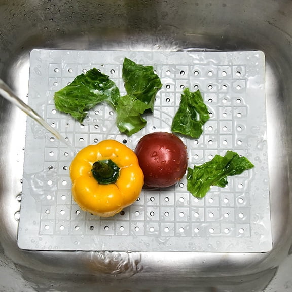 Kitchen Insulation Mat Sink Drain Pad Tableware Protector Pad Non Slip Rubber White Rectangle YIWEI